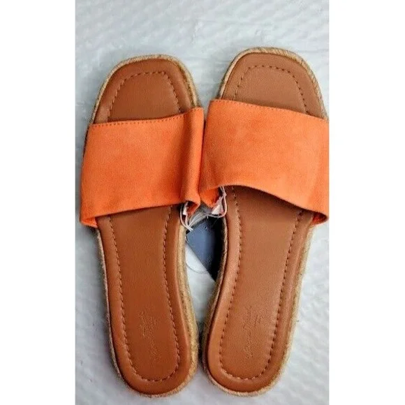 Universal Thread Women‎ Orange Suede Espadrille Slide Sandals Size 9 - Picture 3 of 6